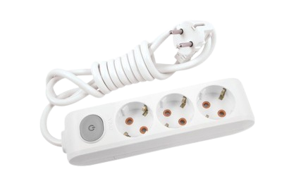 Prelungitor cu 3 prize cu impamintare şi buton de pornire/ oprire Multi- Let Viko by Panasonic. 3 m. 16 A. Alb